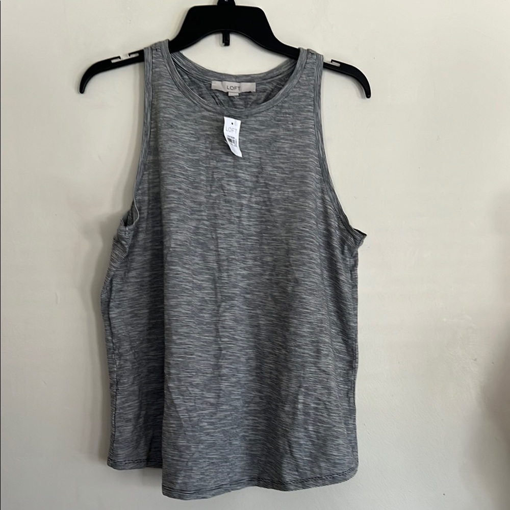 LOFT Black and White Sleeveless Relaxed Tank Top